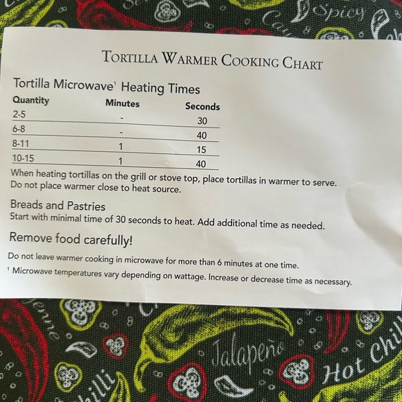 Tortilla Warmer with heating instructions - Picture 5 of 5